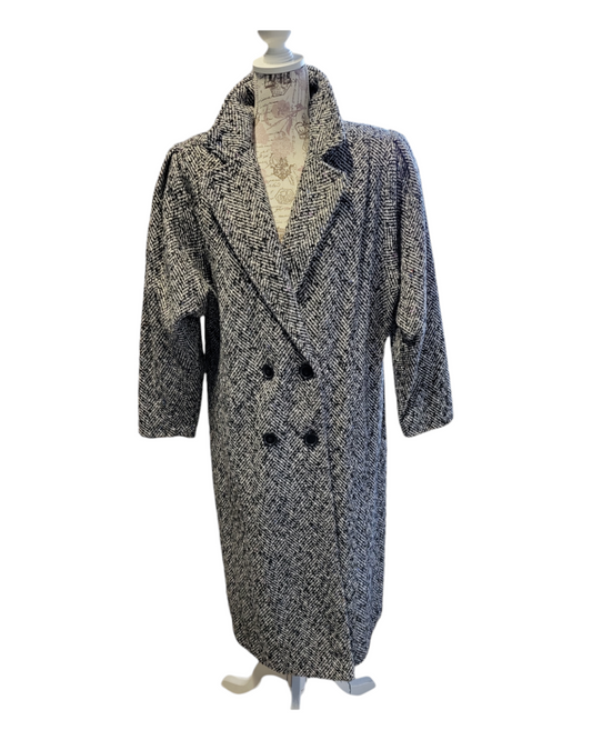 Vintage Black/ White Tweed Overcoat