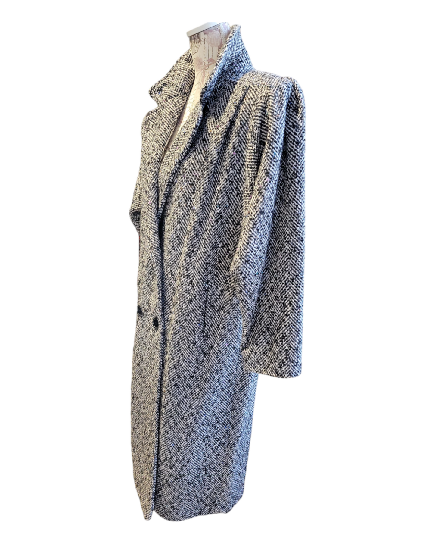 Vintage Black/ White Tweed Overcoat