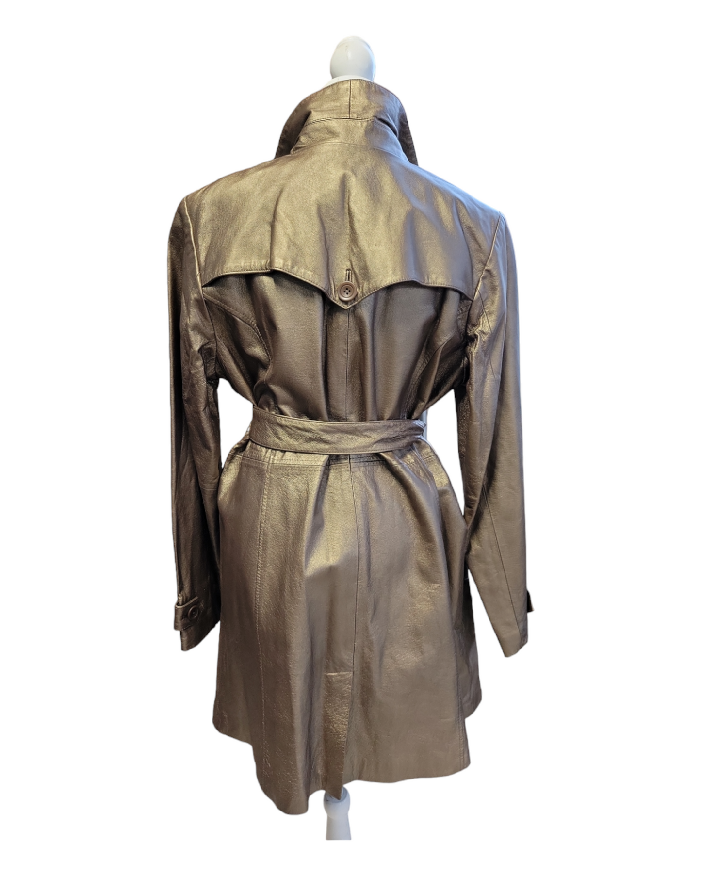 Vintage Bronze Leather Trench Coat