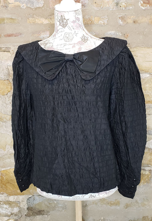 Christian Dior Black Bow Blouse Sz M