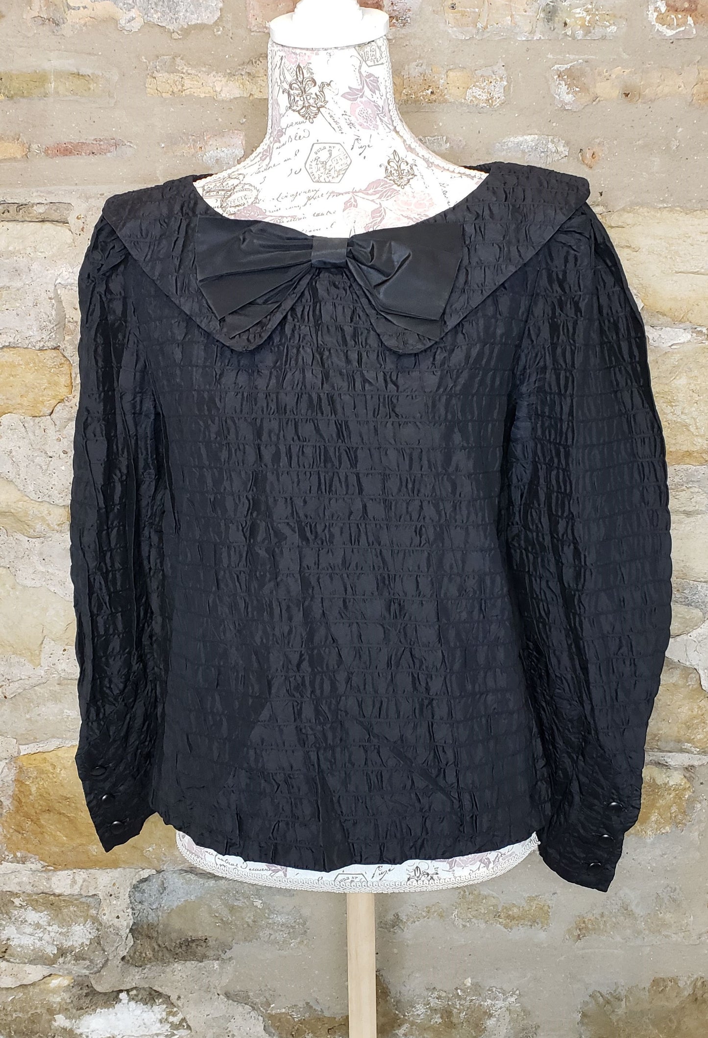 Christian Dior Black Bow Blouse Sz M