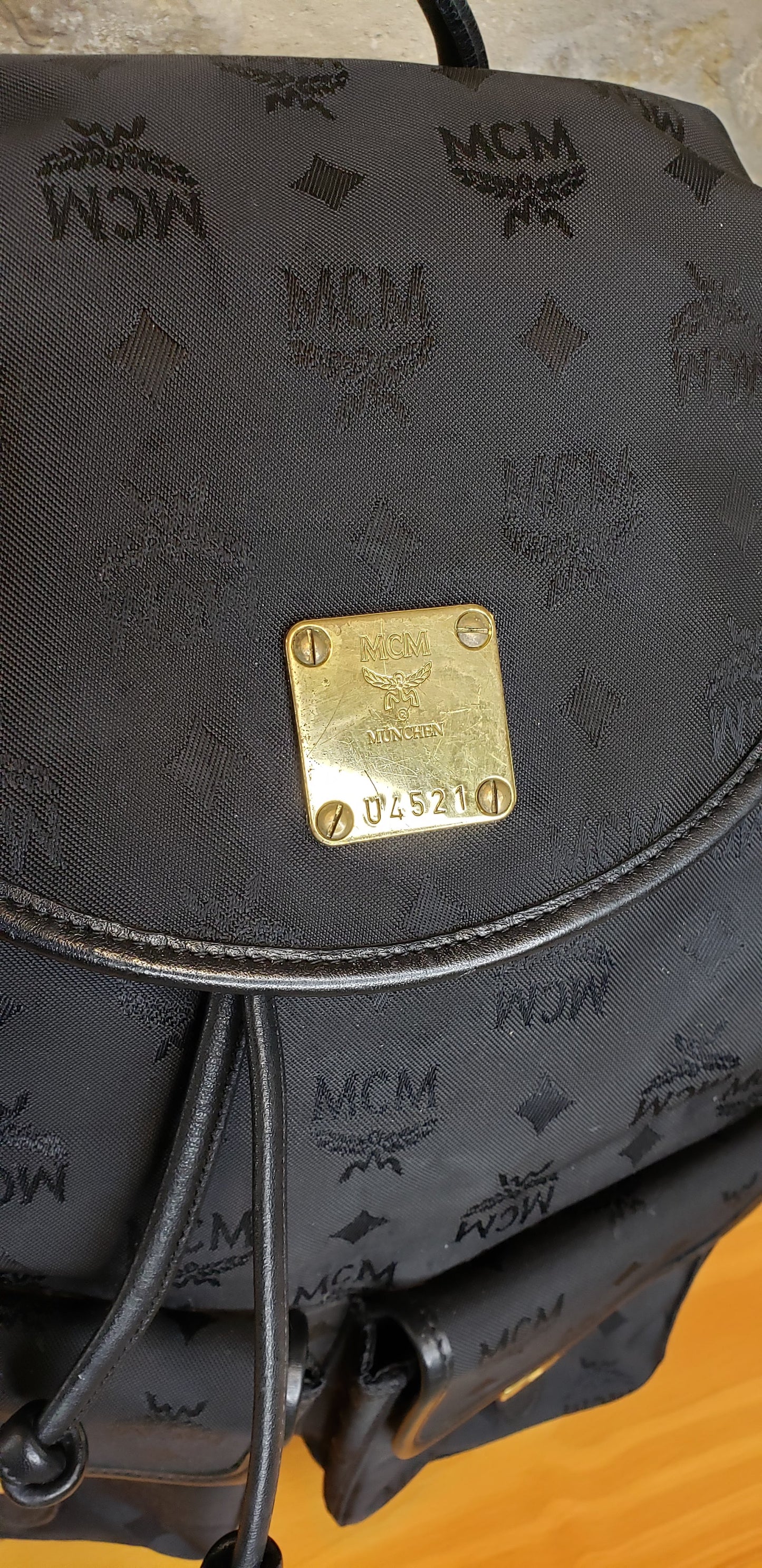 MCM Black Canvas Backpack