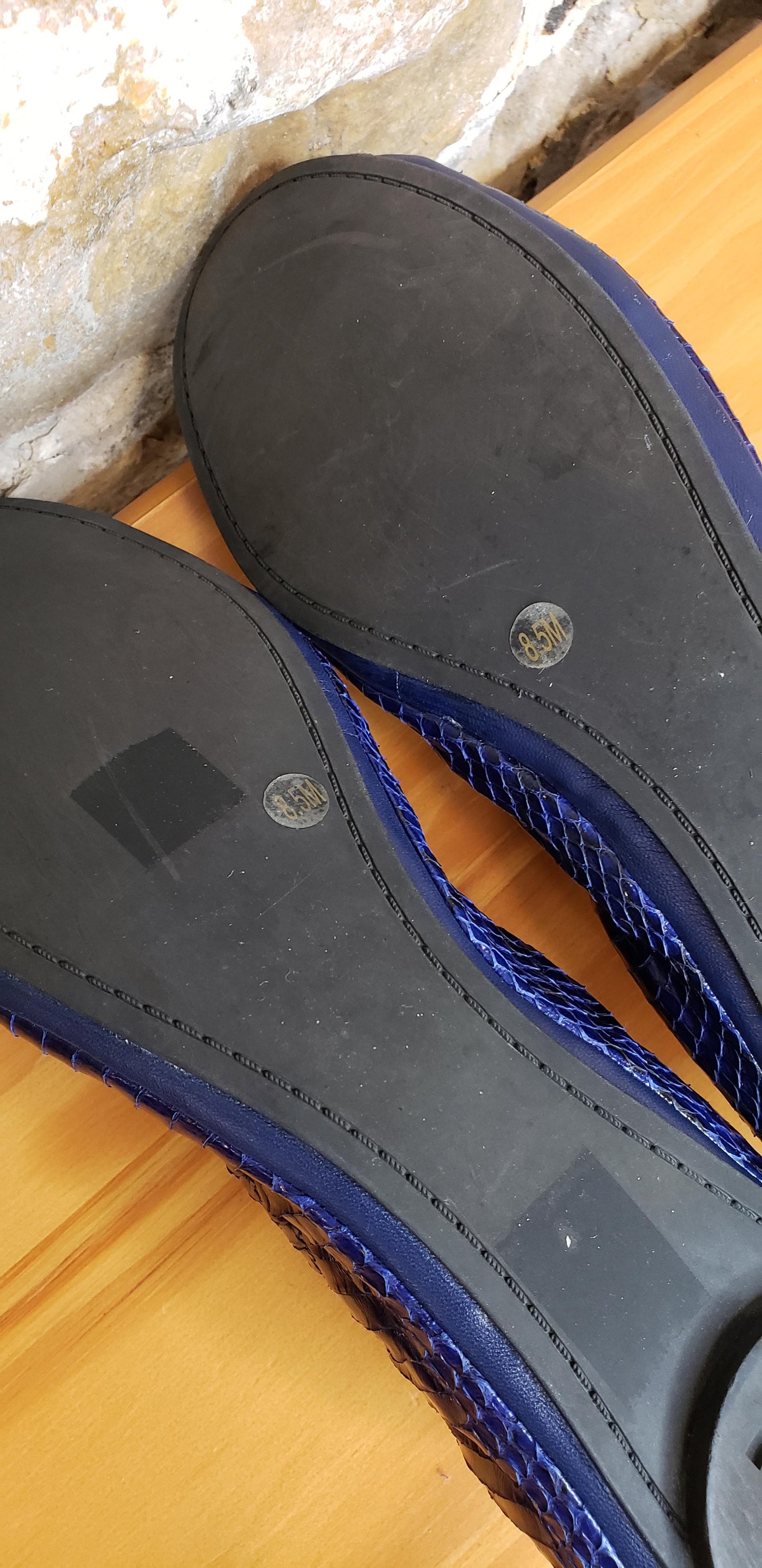 Tory Burch Blue Snakeskin Eddie Flats Sz 8.5 M