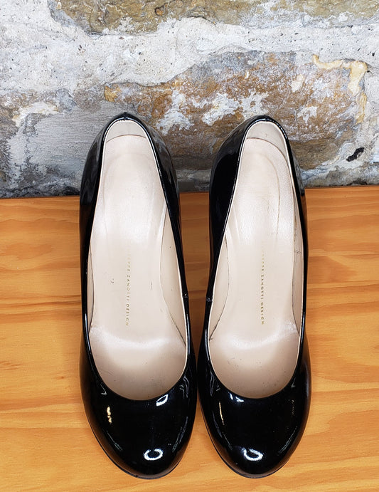 Giuseppe Zanotti Black Patent Leather Heels Sz 38 1/2