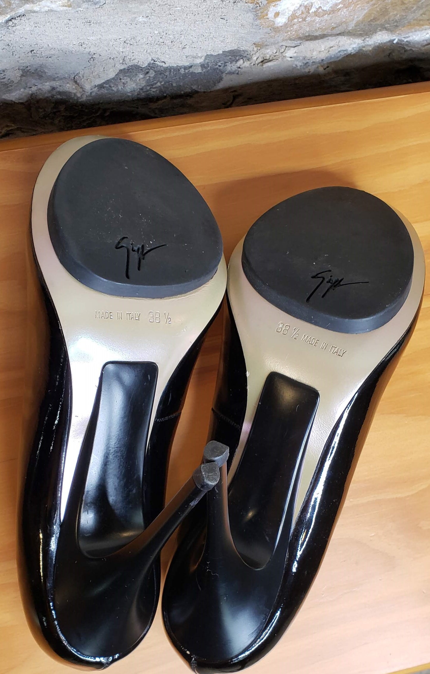 Giuseppe Zanotti Black Patent Leather Heels Sz 38 1/2
