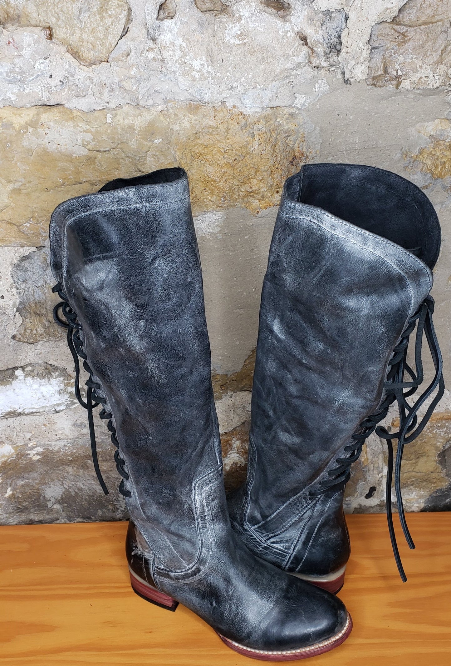 Freebird by Steven Black Distressed Leather Riding Boots Sz 8