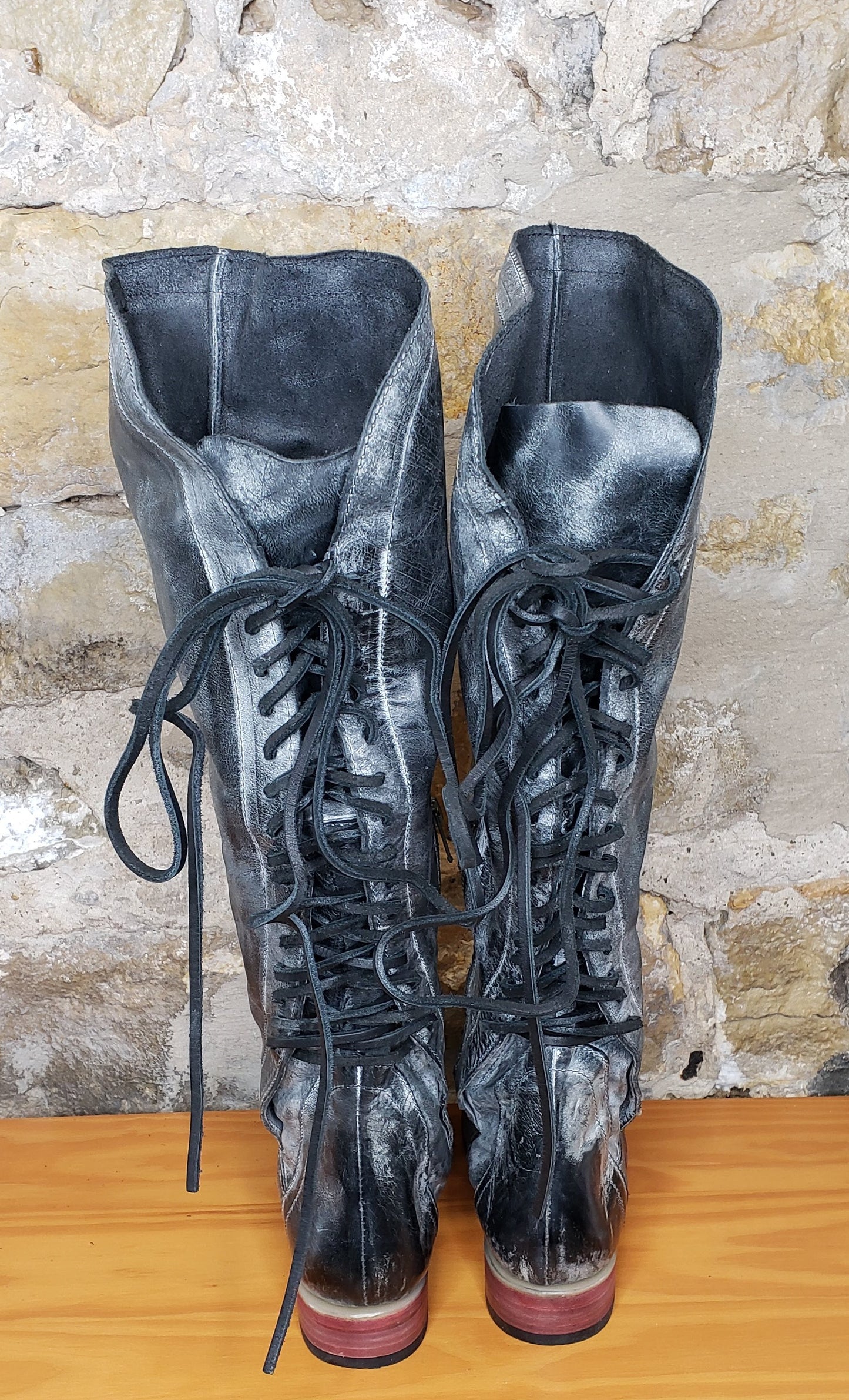 Freebird by Steven Black Distressed Leather Riding Boots Sz 8