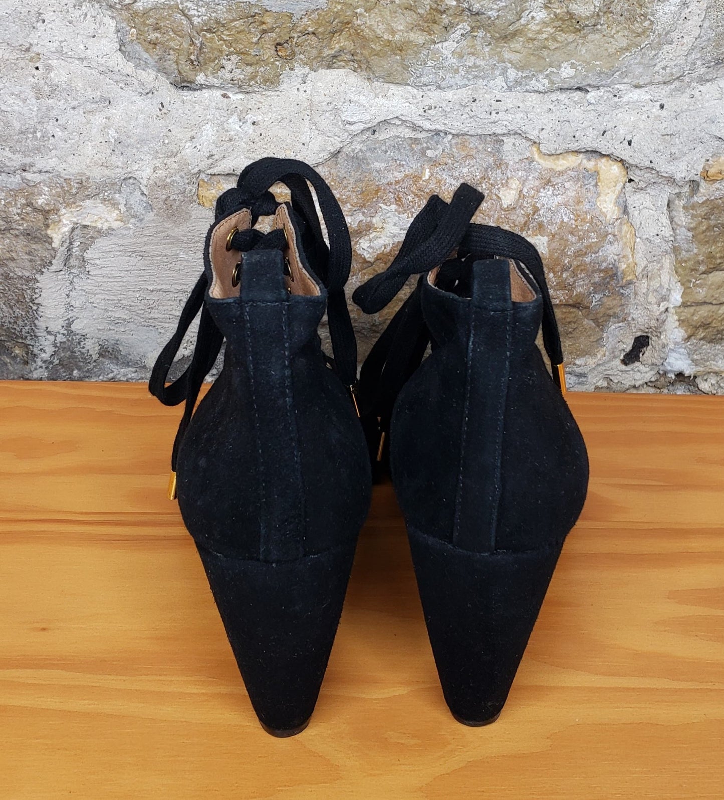 Joie Black Suede Peep Toe Booties Sz 10
