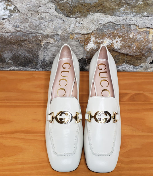 Gucci Zumi Mid-Heel Loafers Sz 40 1/2 US 10.5