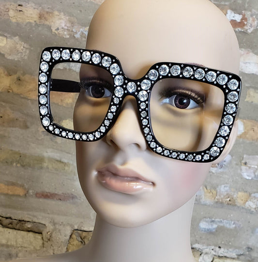 Rhinestone Glasses (Black)