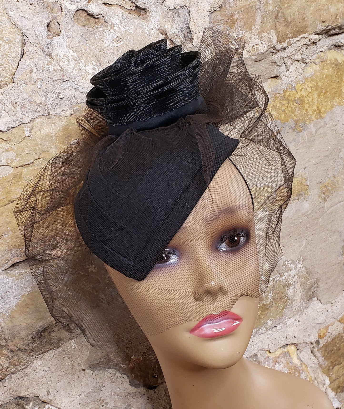 Vintage Tulle Hat (Black)