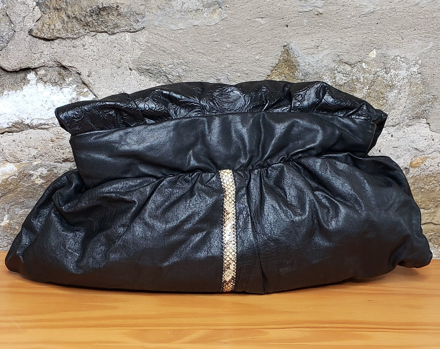 Vintage Leather and Snakeskin Clutch