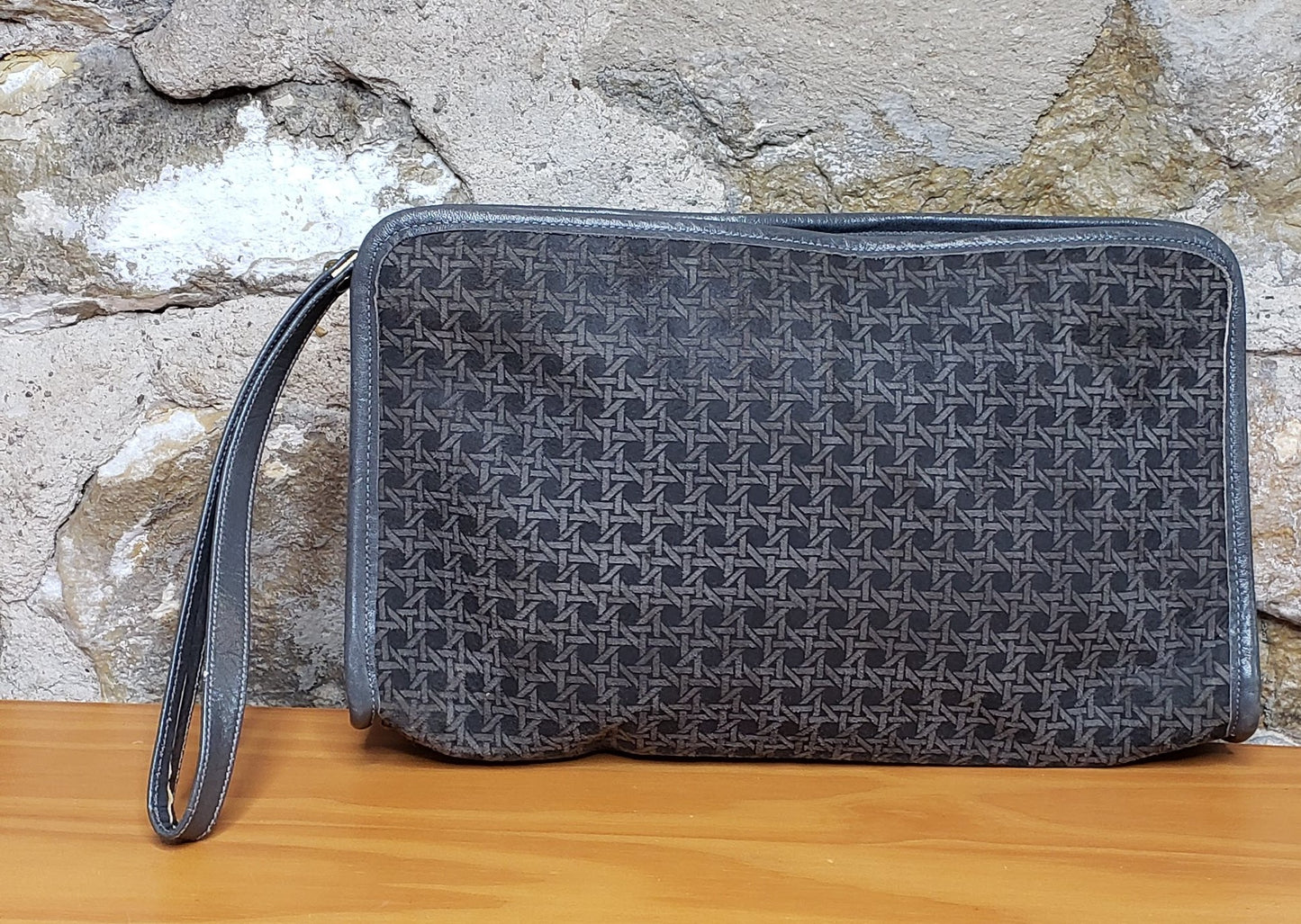 Vintage Gray Suede Clutch