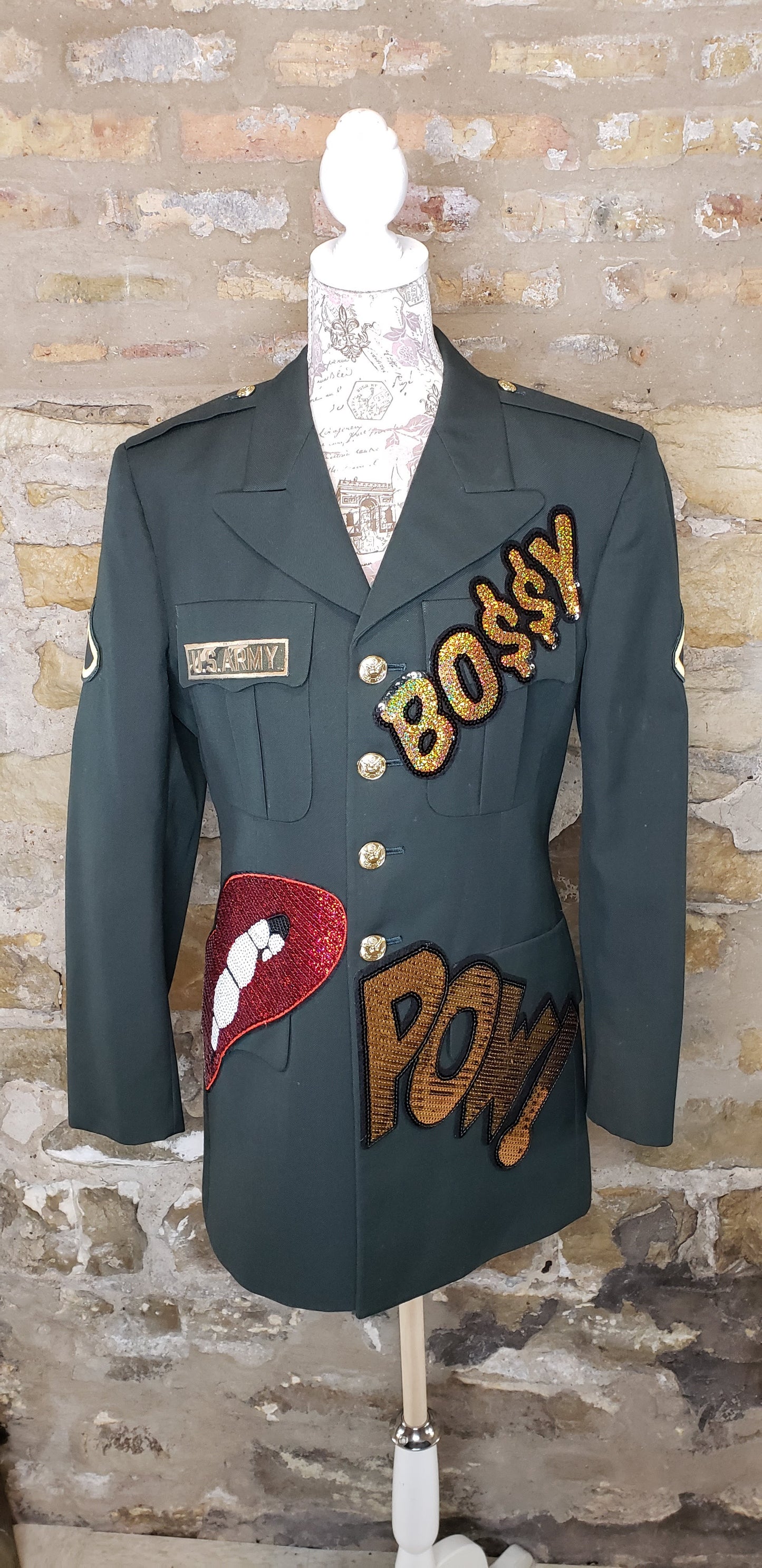 Custom Bossy Military Jacket Sz M