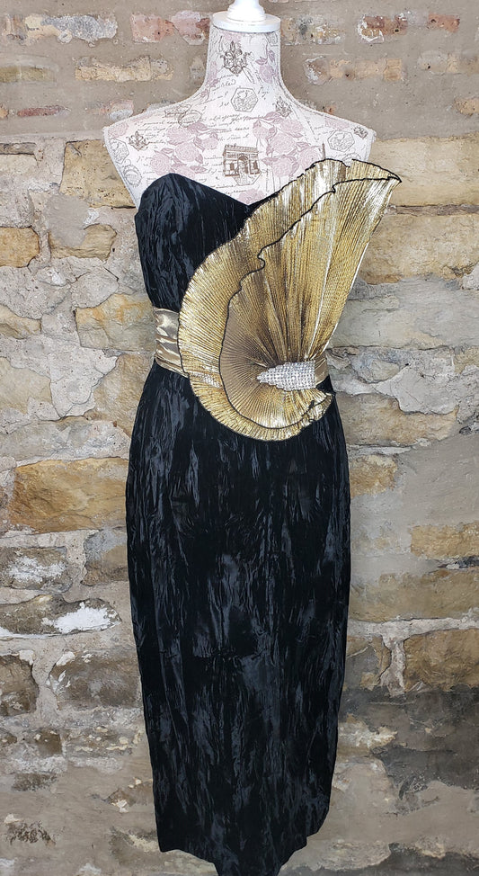 Rare 80's Dave & Johnny Black Evening Dress Sz 10