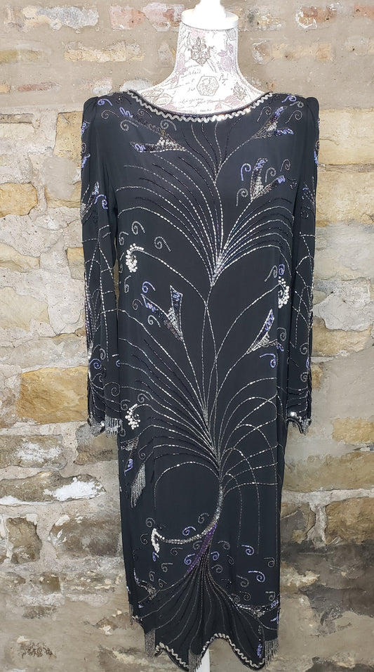 Argenti Black Sequin Dress Sz 6