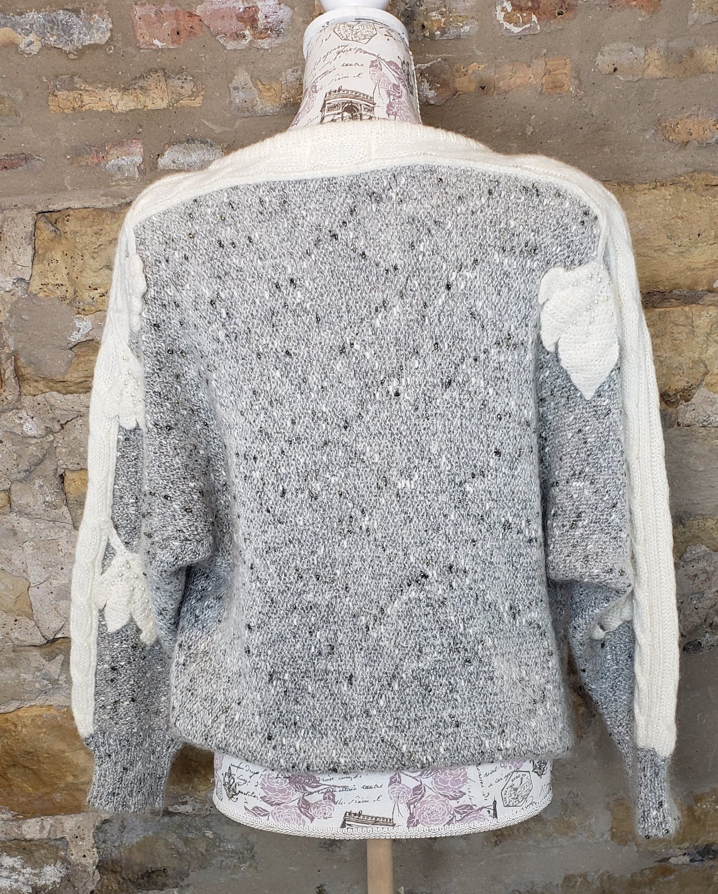 Mariea Kim Gray Leaf Sweater Sz S