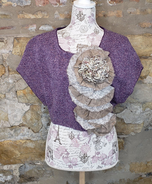 Anthropologie Moth Cropped Purple Sweater Sz S/M