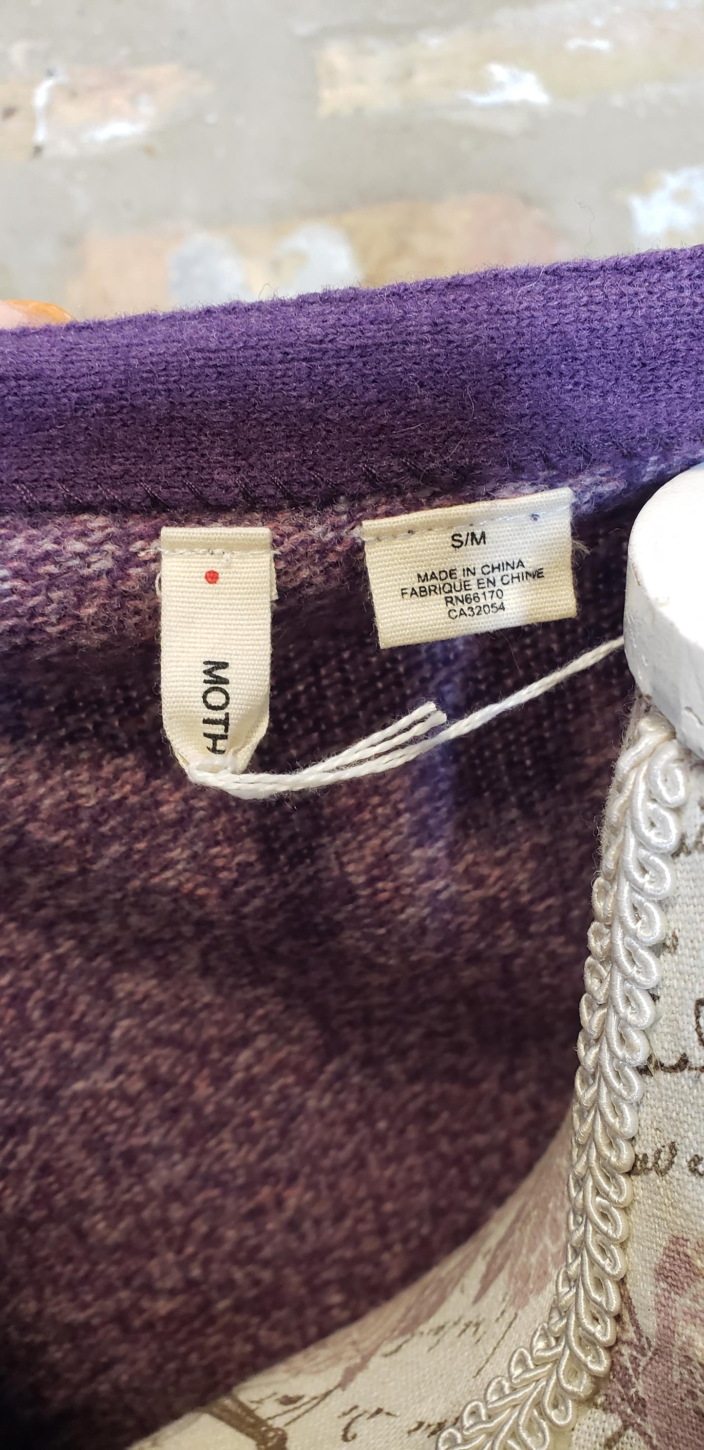 Anthropologie Moth Cropped Purple Sweater Sz S/M