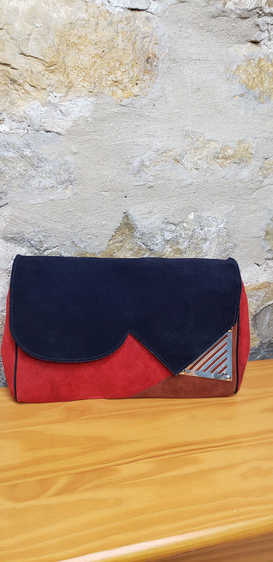 Vintage Suede Color Block Bag
