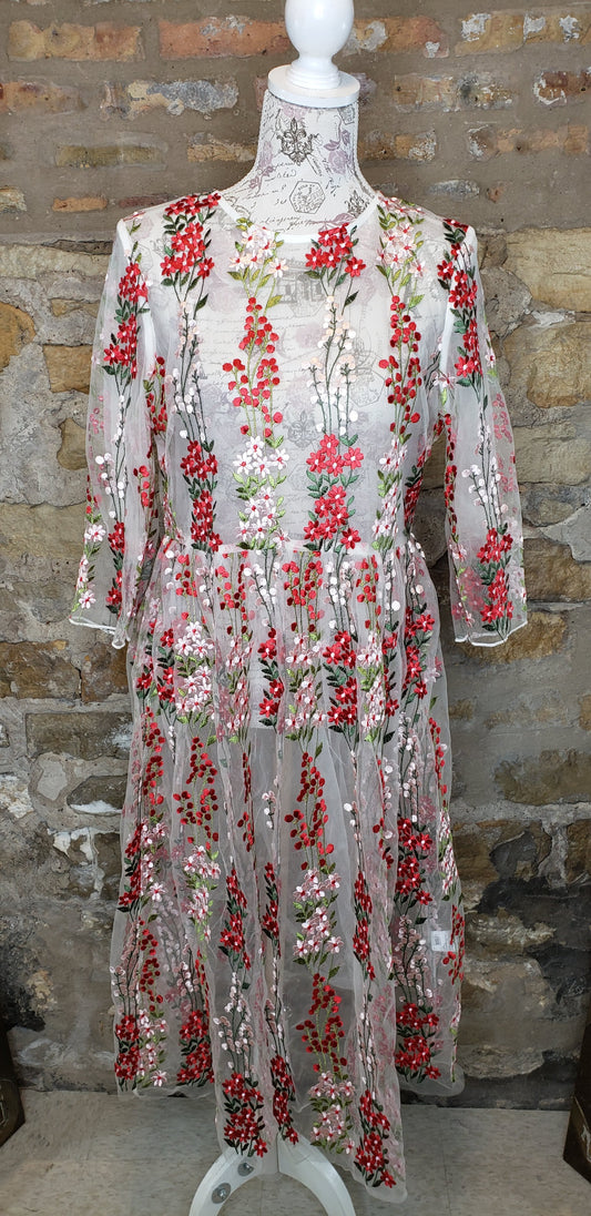 Sheer Floral Dress Sz XXL