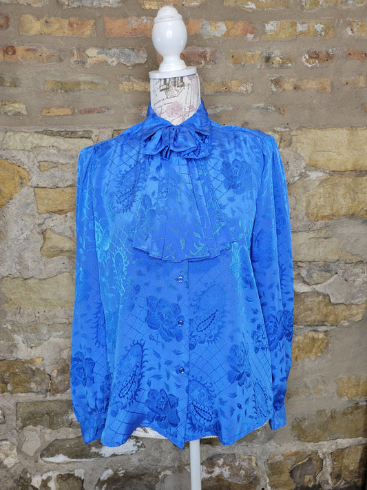 Worthington Blue Bow Blouse Sz 8