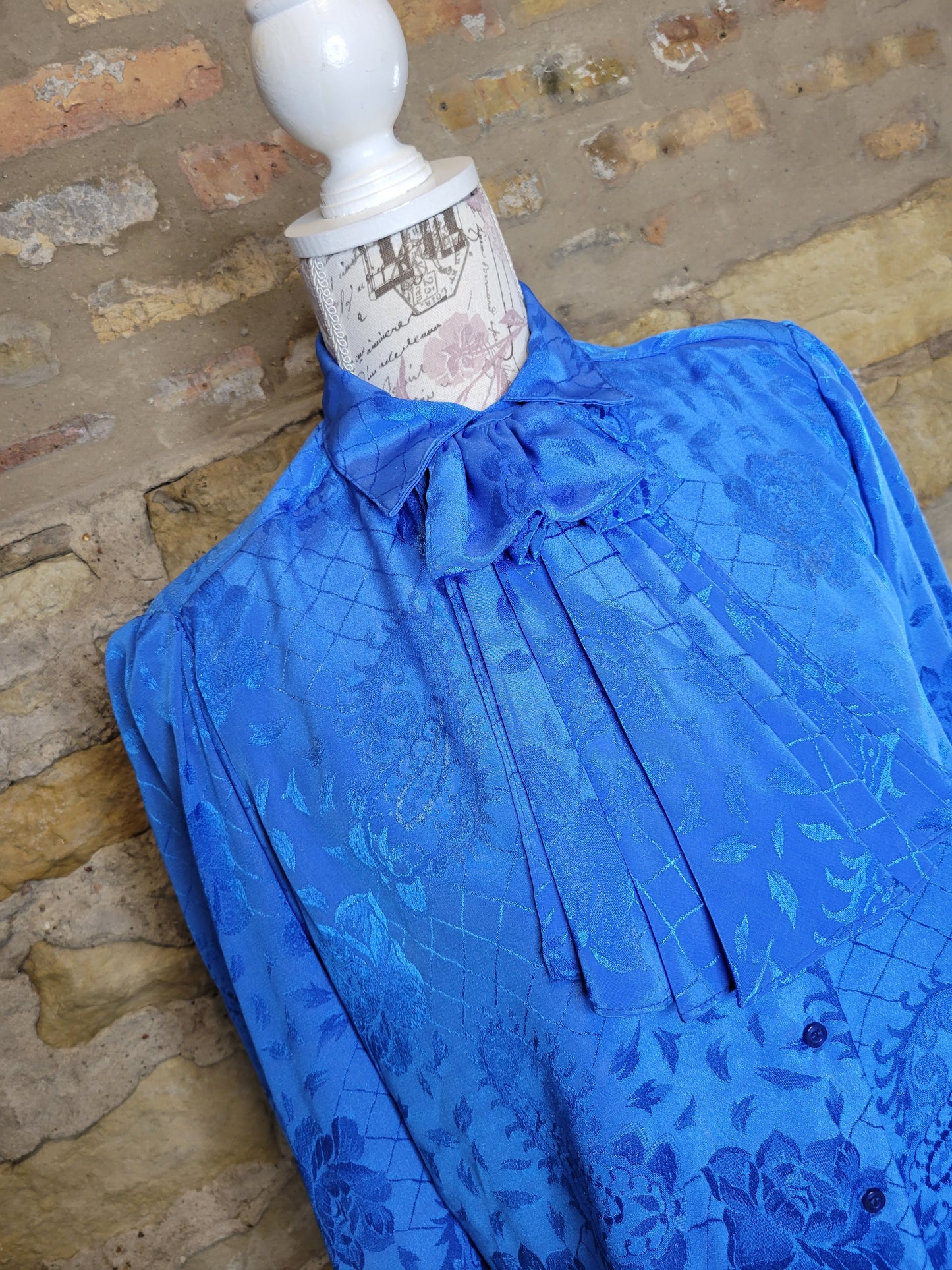 Worthington Blue Bow Blouse Sz 8