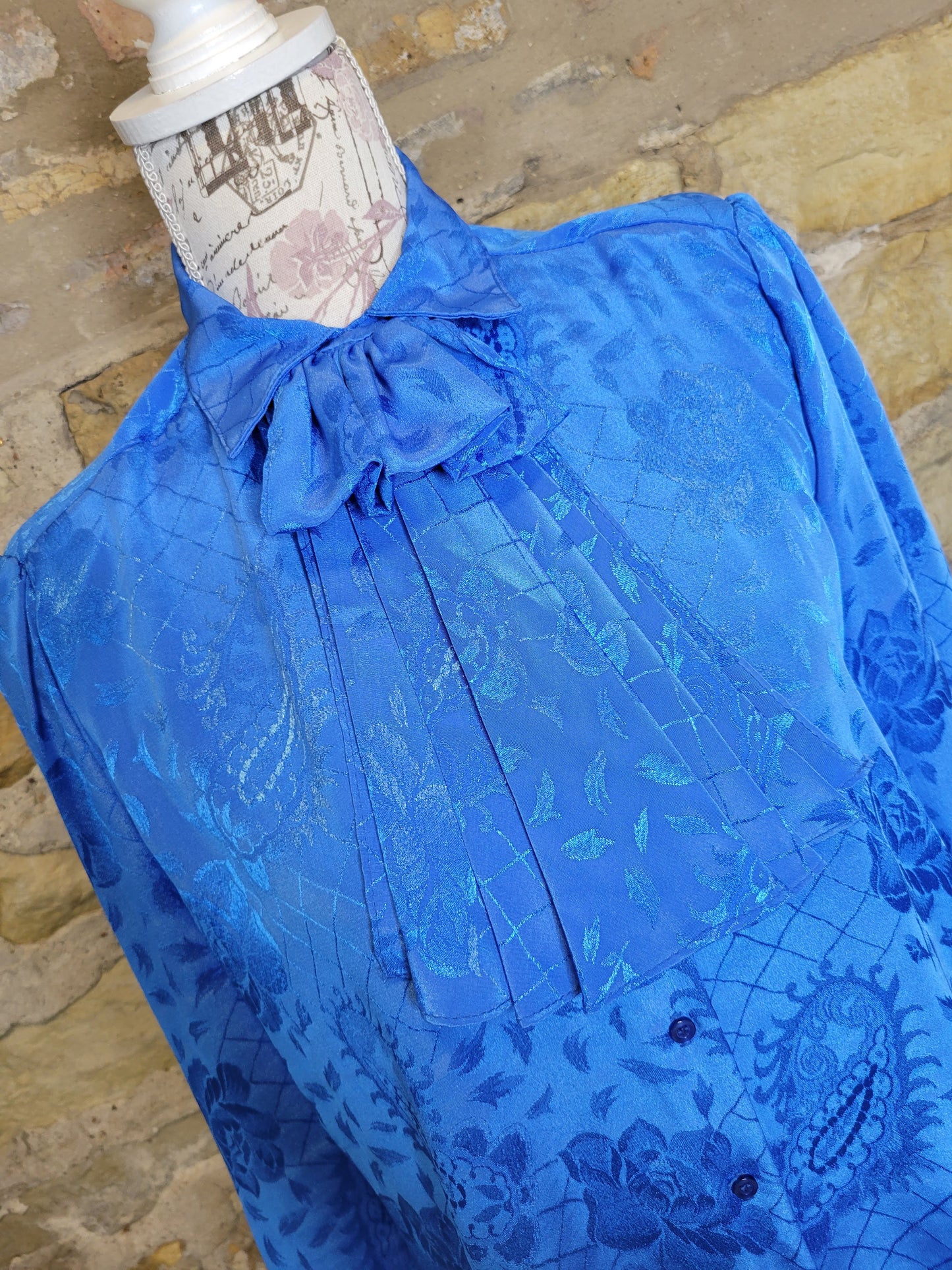 Worthington Blue Bow Blouse Sz 8