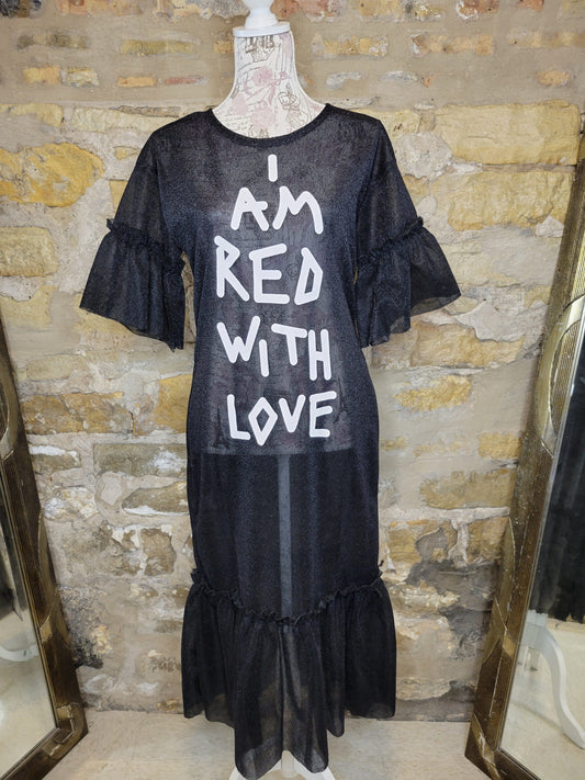 I Am Red With Love Black Dress Sz XS/S