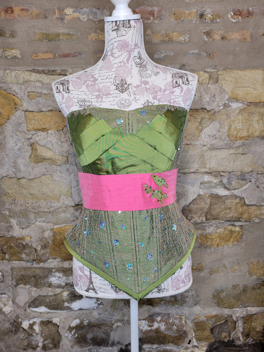 Disenos Daniela Pink and Green Bustier Sz 34/4