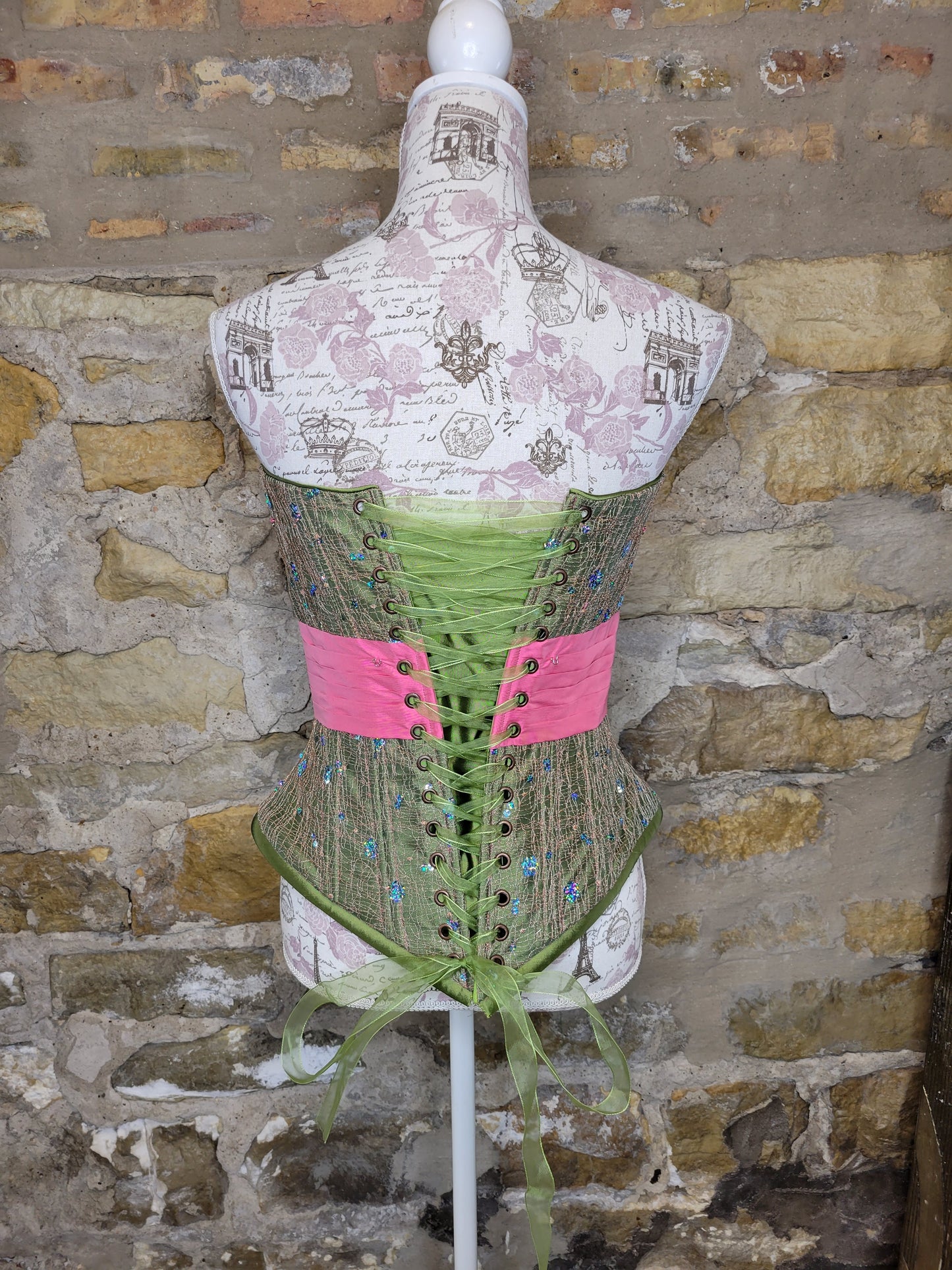 Disenos Daniela Pink and Green Bustier Sz 34/4