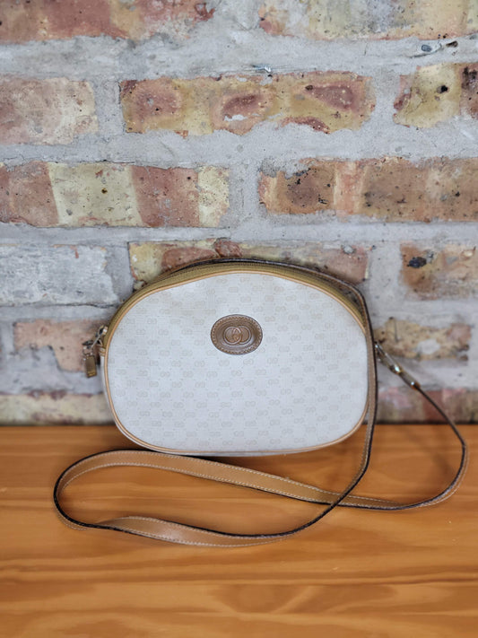 Gucci Vintage Cream and Tan Mini Crossbody