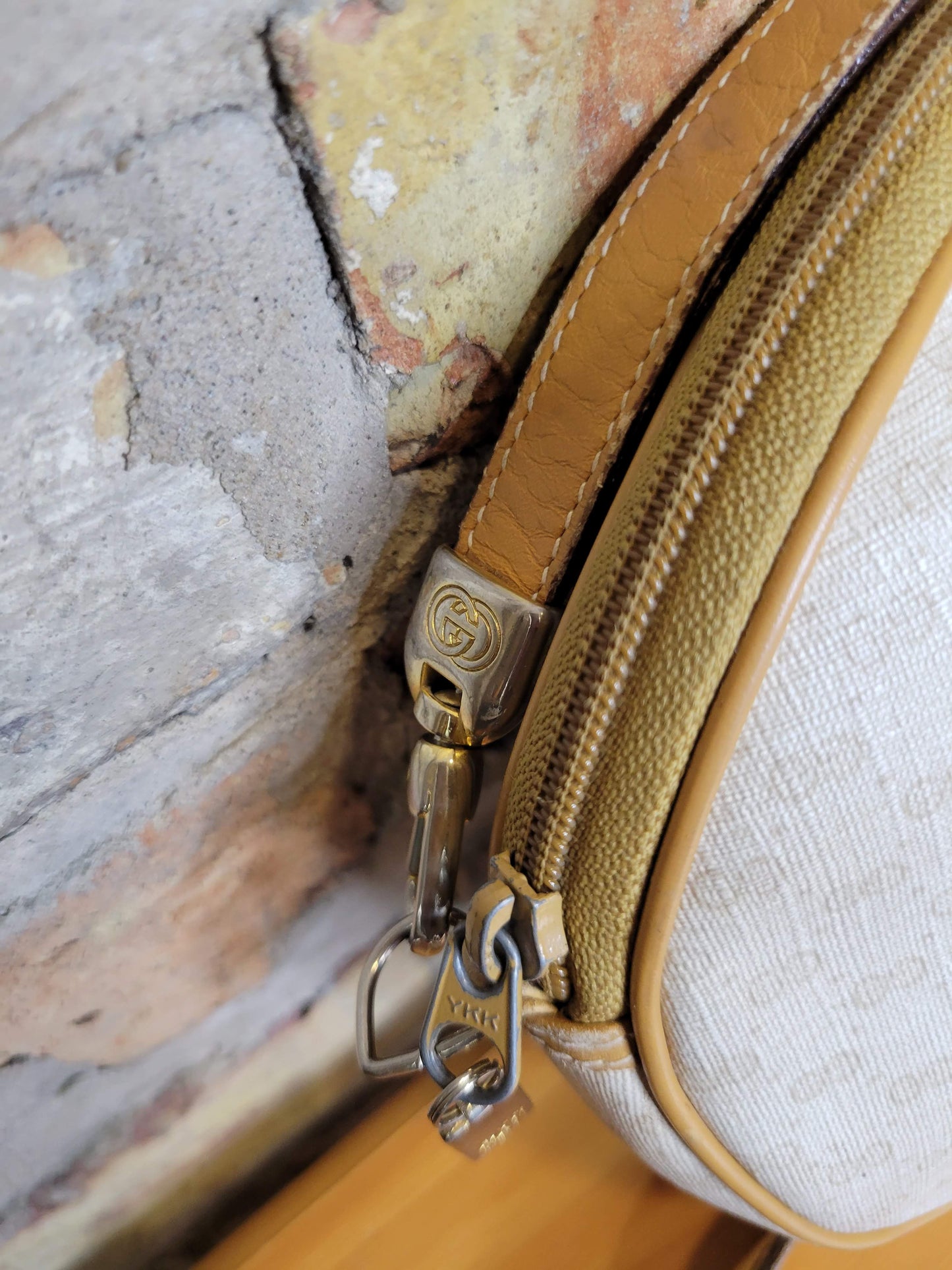 Gucci Vintage Cream and Tan Mini Crossbody