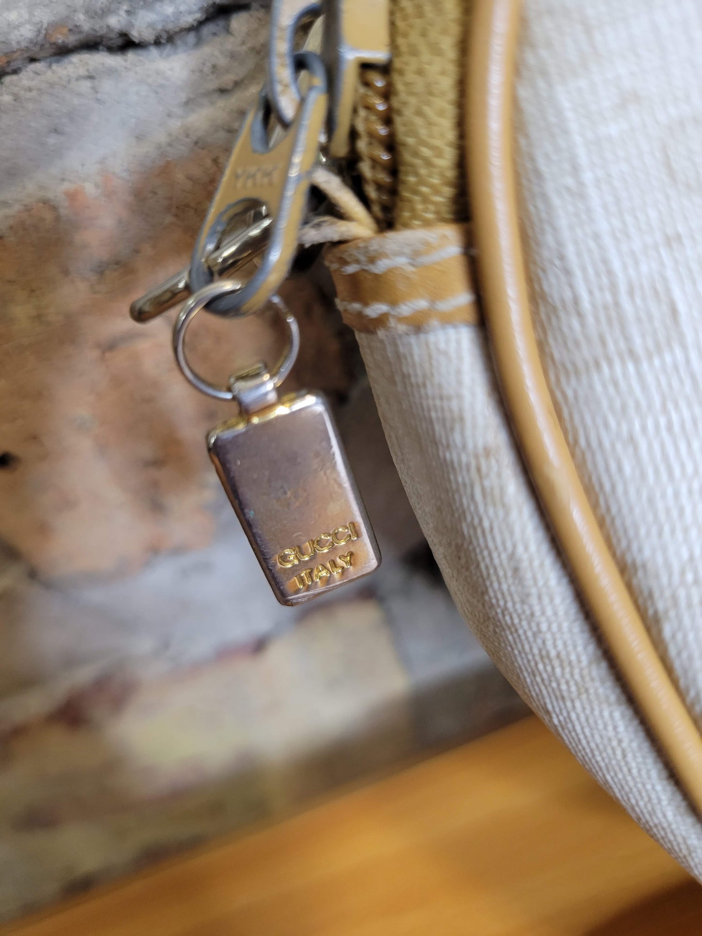 Gucci Vintage Cream and Tan Mini Crossbody