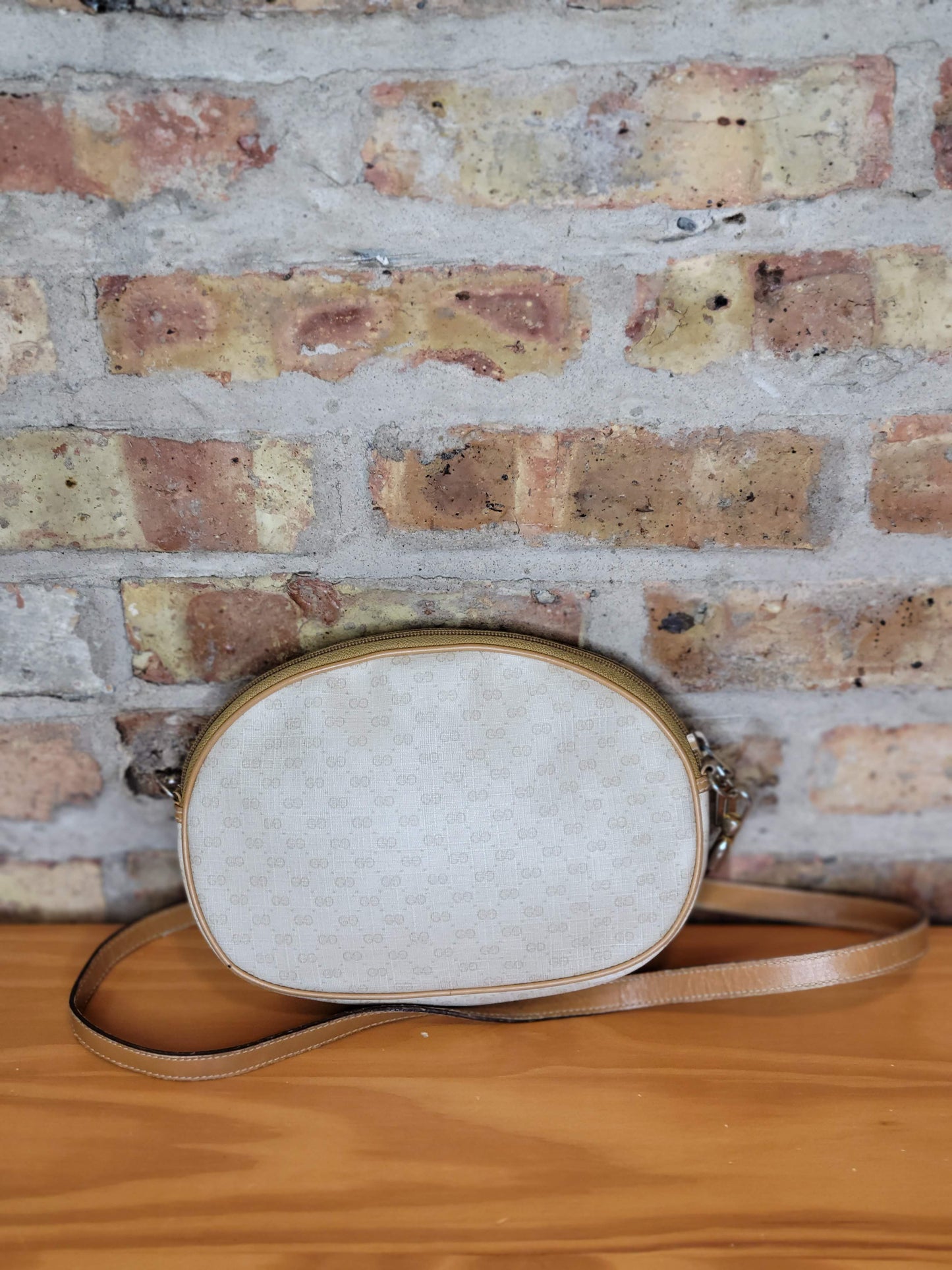 Gucci Vintage Cream and Tan Mini Crossbody