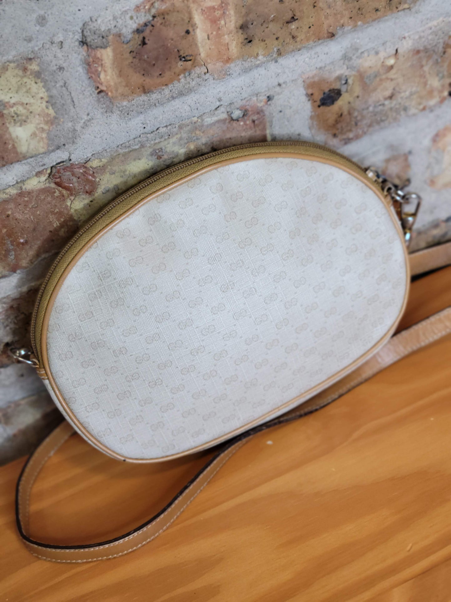 Gucci Vintage Cream and Tan Mini Crossbody