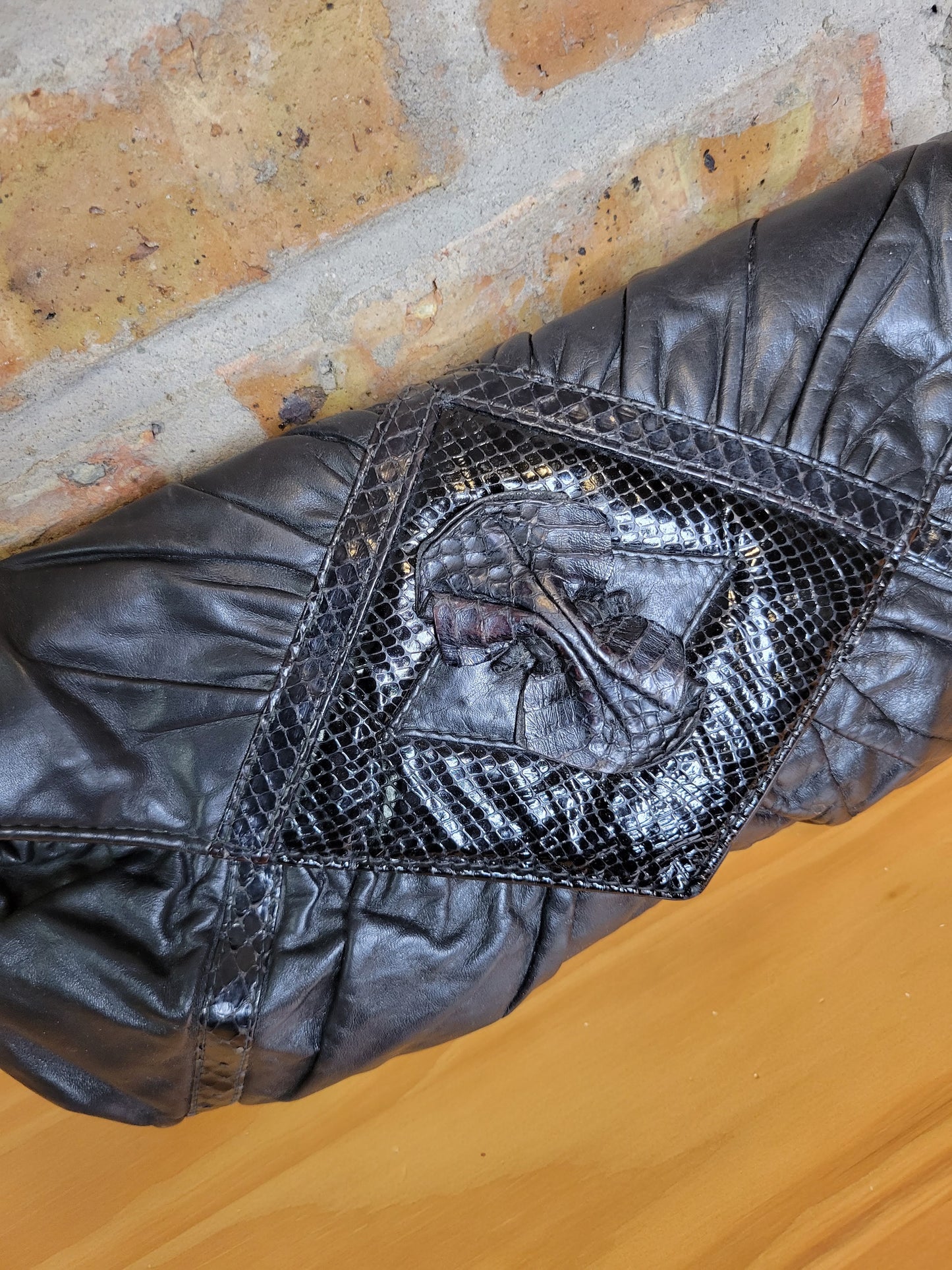 Black Leather Vintage Clutch