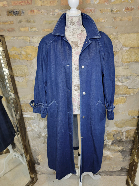 Vintage Denim Trench Coat Sz L/XL