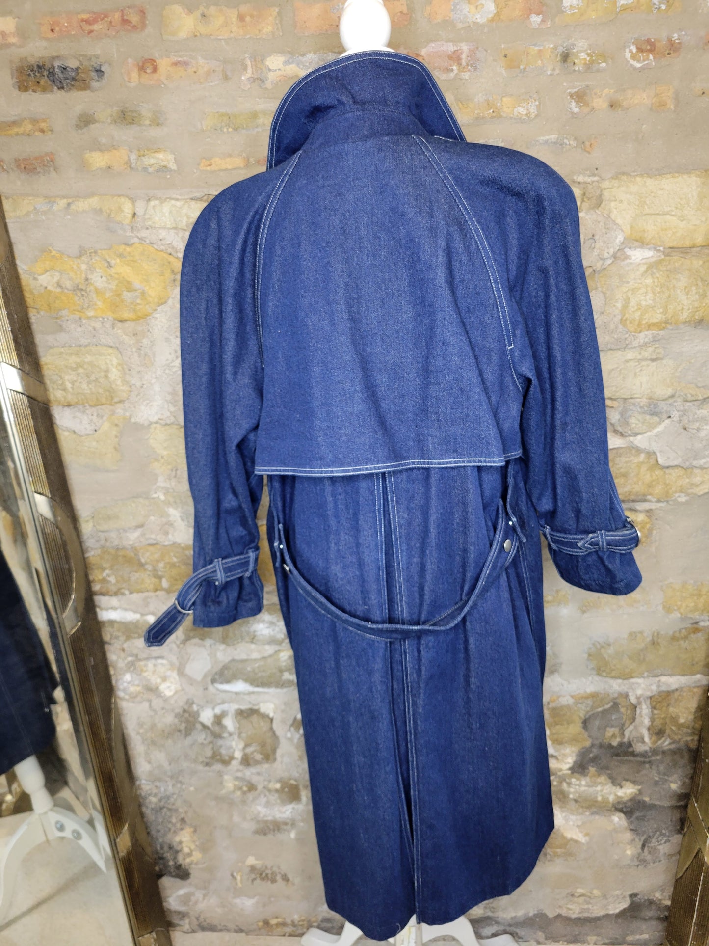 Vintage Denim Trench Coat Sz L/XL