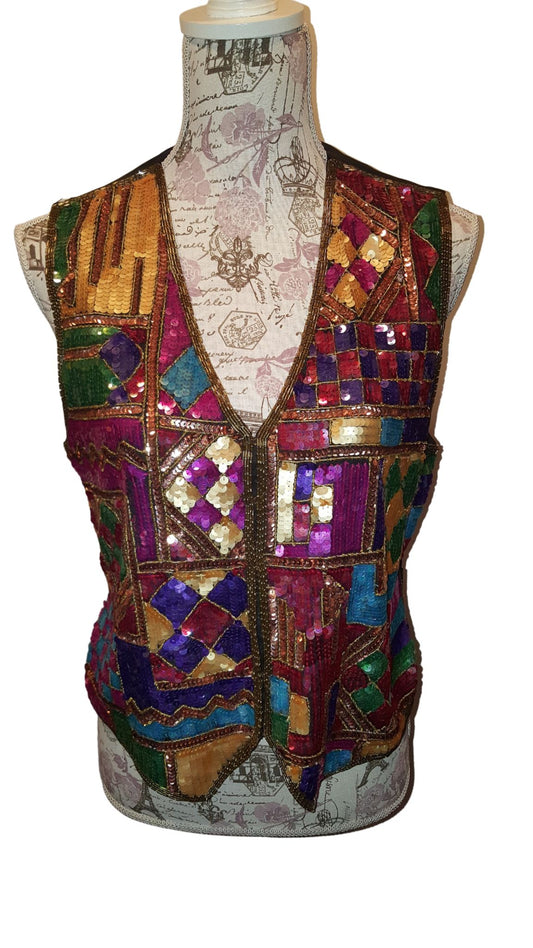 Vintage Sequin Vest Sz S