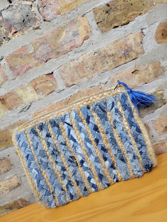 Denim & Jute Clutch Purse