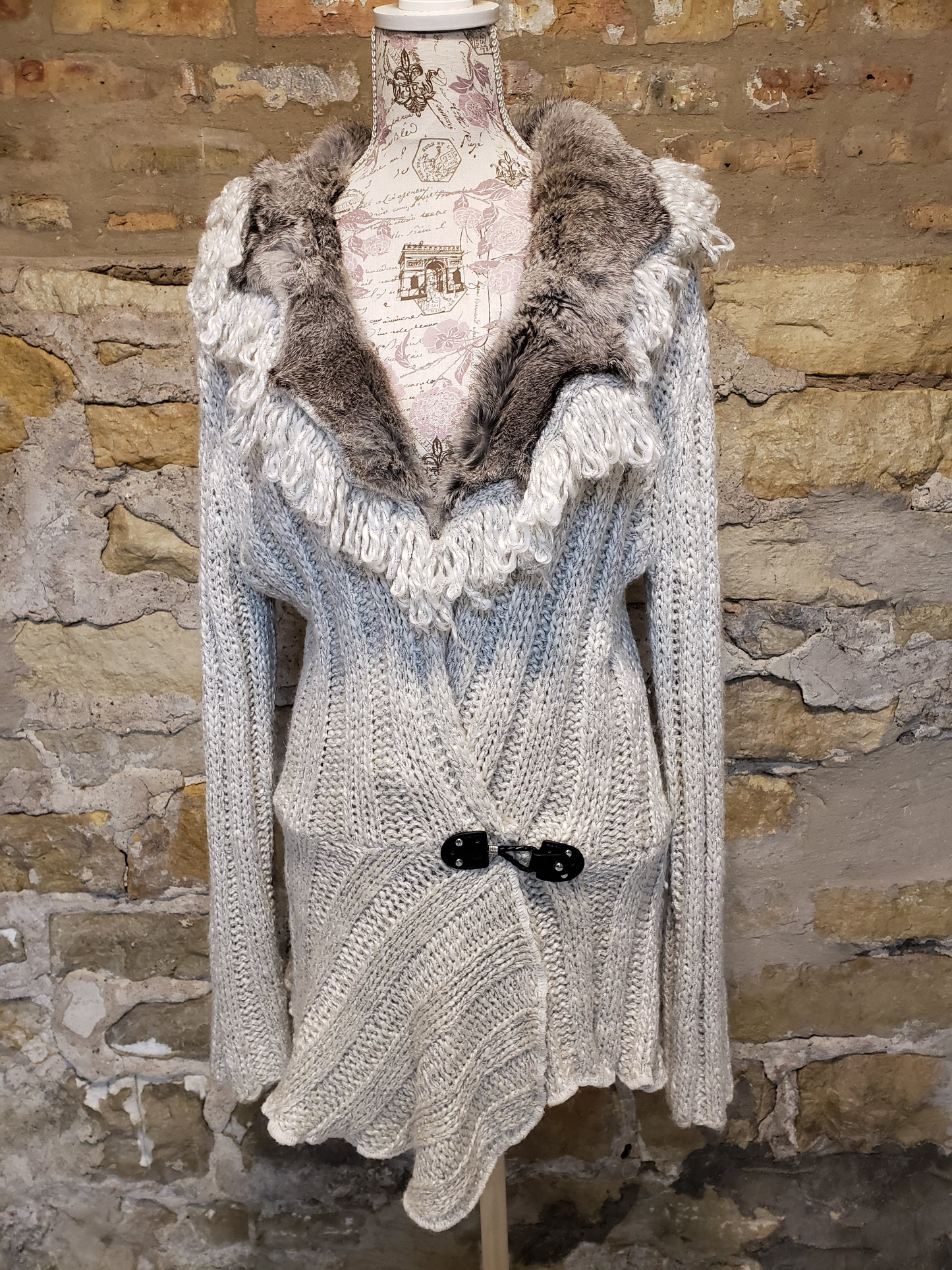 Alberto Makali Fur Trimmed Cardigan Sz L