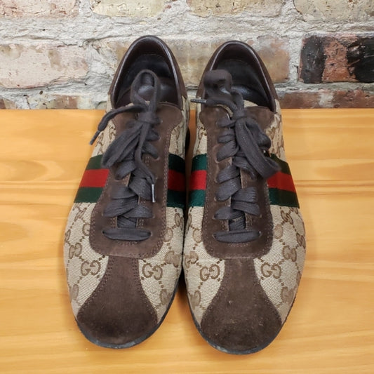 Gucci Brown Signature Sneakers Sz 38
