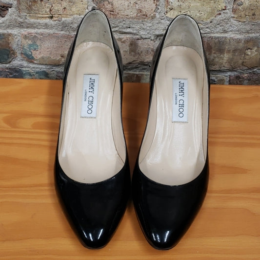 Jimmy Choo Black Patent Leather Heels Sz 39 1/2