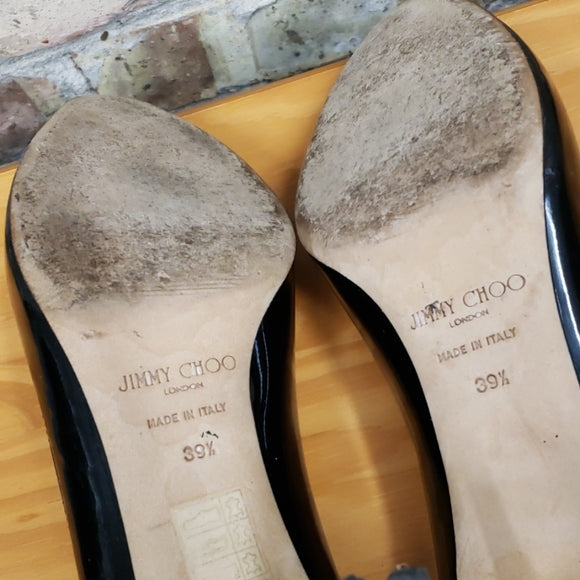 Jimmy Choo Black Patent Leather Heels Sz 39 1/2