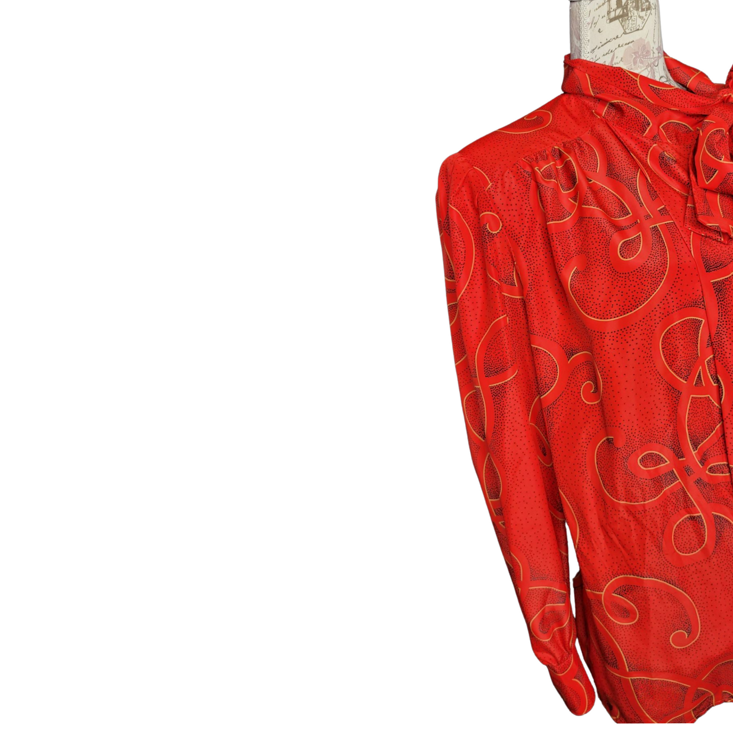Abstract Print Pussybow Blouse (red) Sz 20
