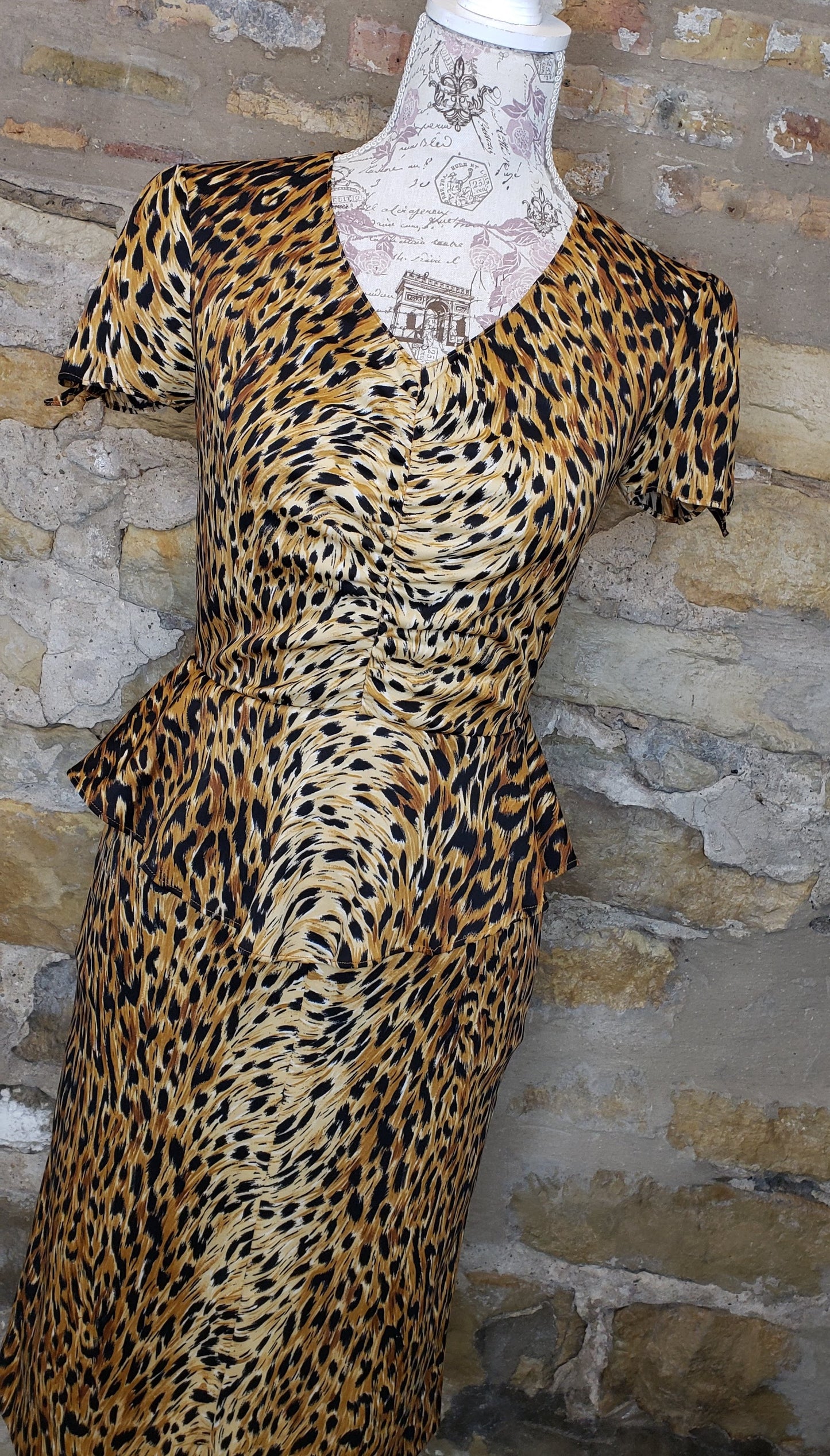 Rae Hepburn Arabesque Vintage Leopard Print Dress Sz 5