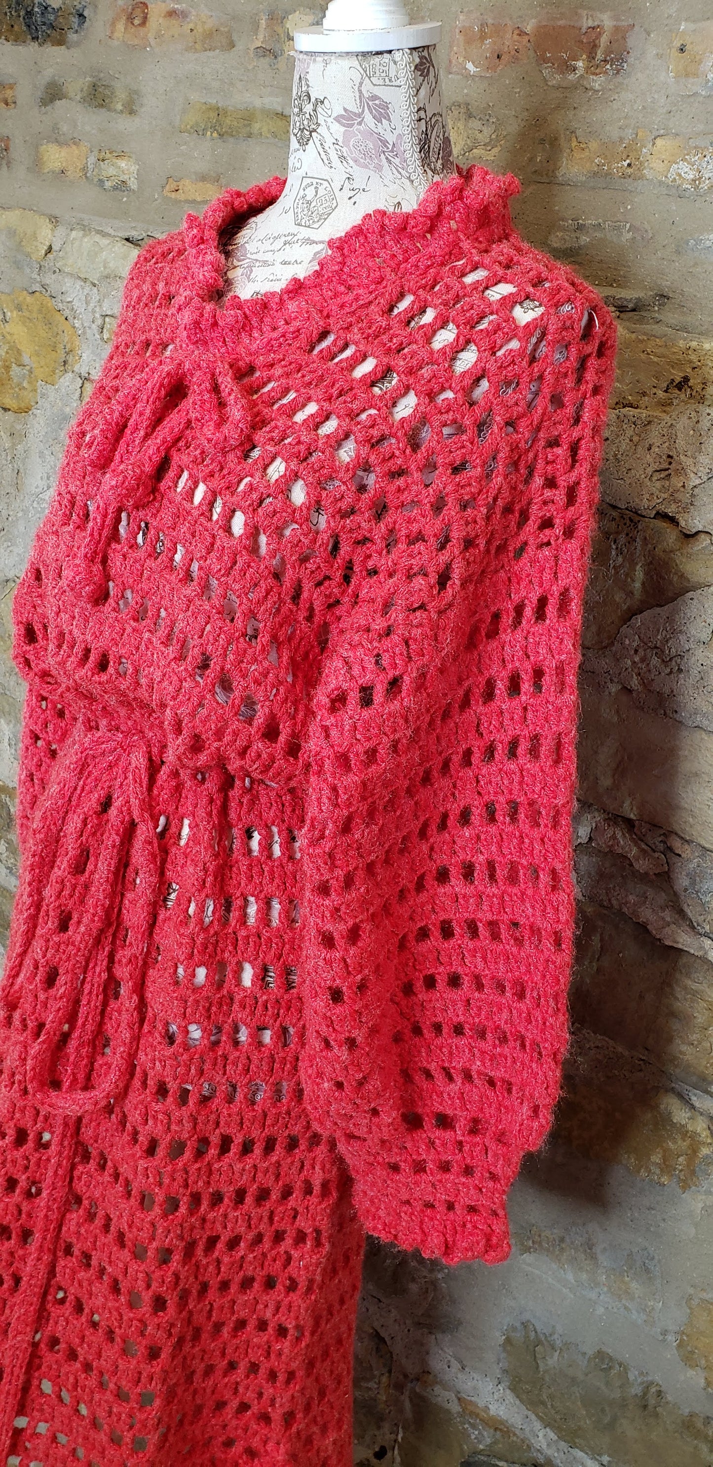 Vintage Pink Handmade Crochet Dress Sz M/L
