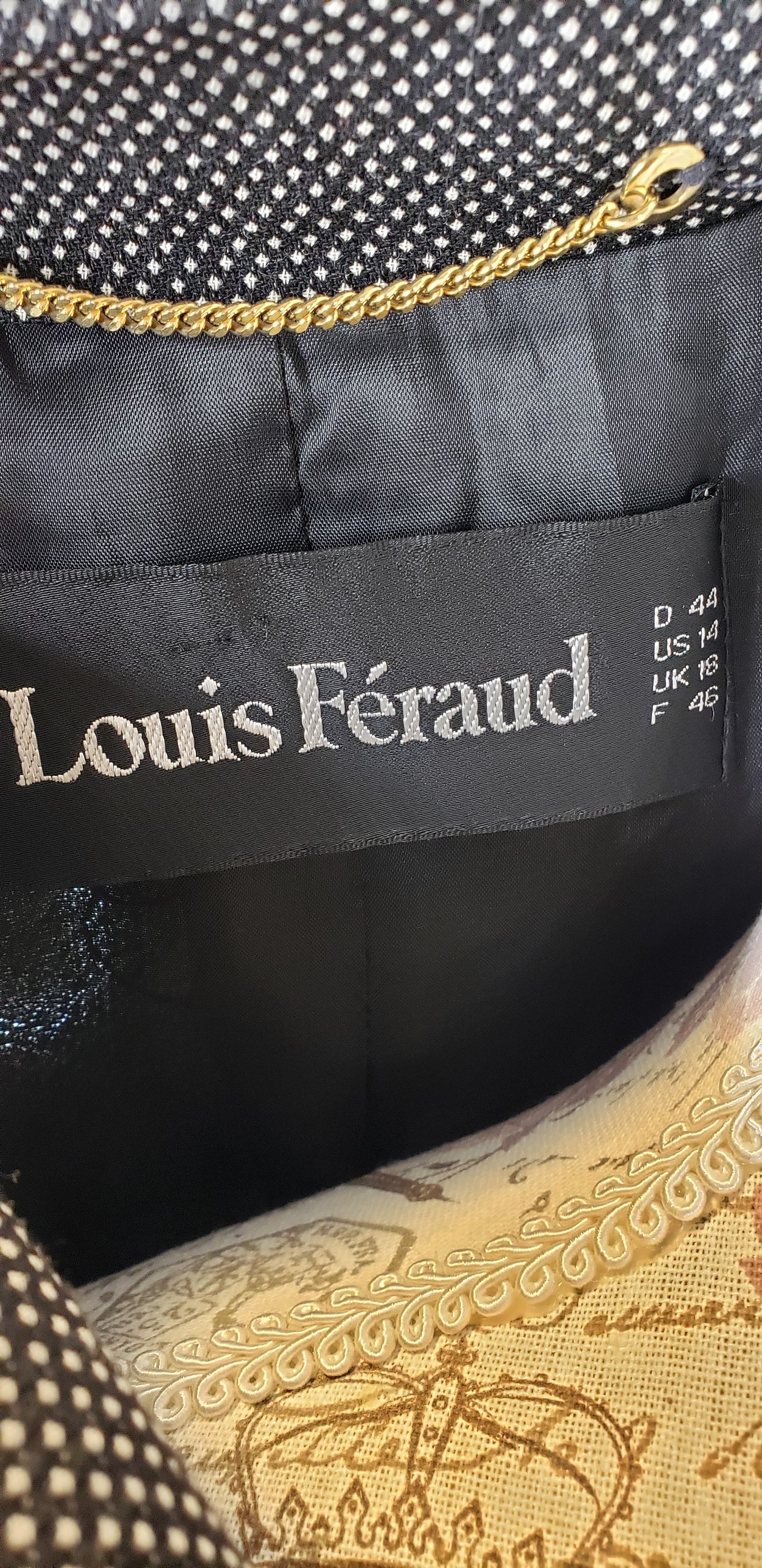Louis Fe'raud Black and White Vintage Blazer Sz 14
