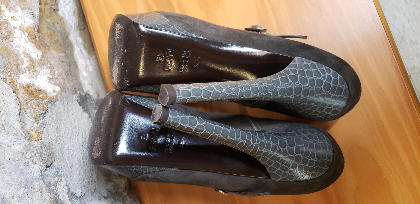 Fendi Mary Jane Platform Shoes Sz 36 1/2